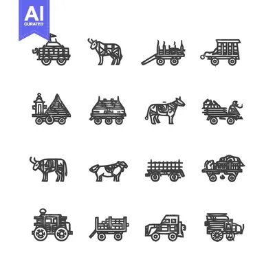 Aset premium populer: Farm Animals and Vehicles - A Detailed Vector Illustration.