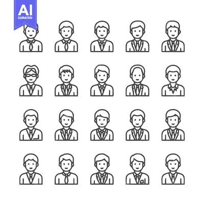 Aset desain premium: Diverse professional portraits - A collection of business people icons