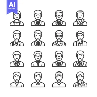 Aset premium populer: Collection of various people icons for business and social media.