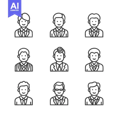 Aset desain premium: Business Professionals - Diverse Portraits in Formal Attire.