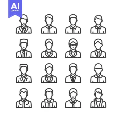 Aset premium populer: Diverse Business Professionals - A Collection of Avatar Icons.