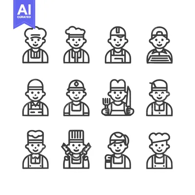 Popular premium asset: Diverse Professions - A Collection of Vector Icons Representing Variou