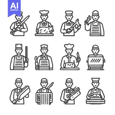 Aset premium populer: Butcher Icons - A Collection of Professional Culinary Illustrations.