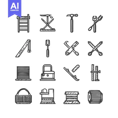 Aset desain premium: Collection of Tools and Equipment for Construction and Repair.