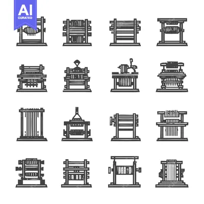 Aset premium populer: Collection of Weaving Looms - Vintage Textile Machinery Illustrations.