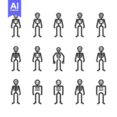 Aset premium populer: Collection of Cartoon Skeletons in Different Poses