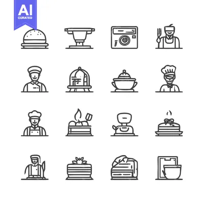 Premium design asset: Culinary Icons - A Collection of Food and Chef Symbols.