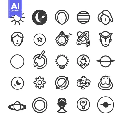 Aset premium populer: Collection of Celestial and Cosmic Line Icons