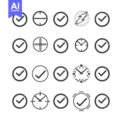Aset premium populer: Collection of Checkmark Icons with Various Design Elements