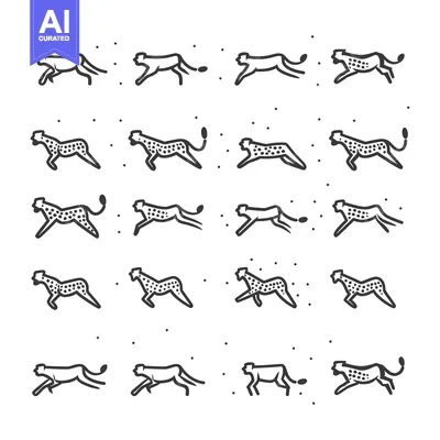 Popular premium asset: Collection of Cheetah Line Drawings in Various Poses