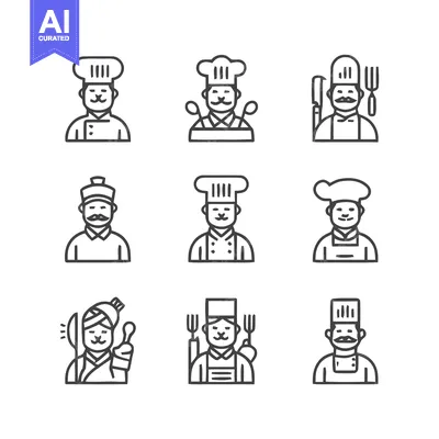 Aset premium populer: Chef Icons - Diverse Culinary Professionals in Various Styles.
