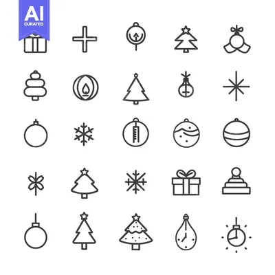 Aset premium populer: Collection of Christmas and Winter-Themed Line Icons