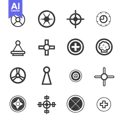 Aset desain premium: Collection of Circular and Cross-Shaped Geometric Icons
