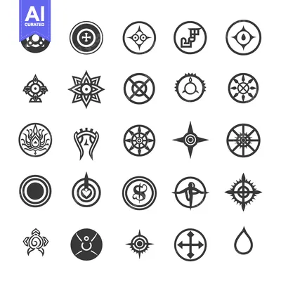 Aset desain premium: Collection of Circular and Star-Shaped Geometric Designs