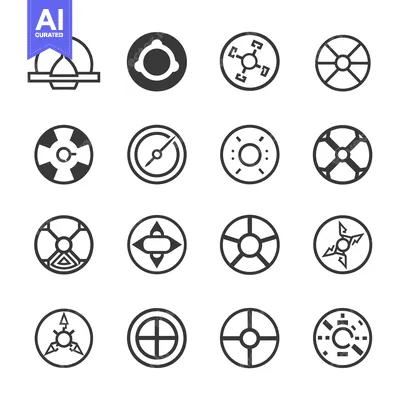 Aset premium populer: Collection of Circular Geometric Shapes with Central Points