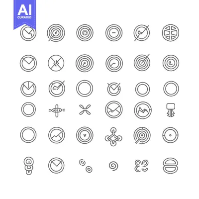Popular premium asset: Collection of Circular Icons with Different Shapes and Patterns