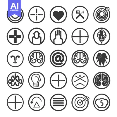Premium design asset: Collection of Circular Icons with Various Symbols