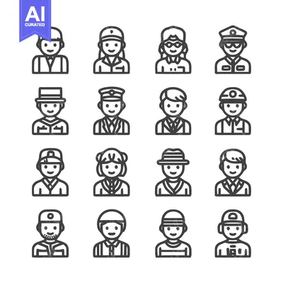 Popular premium asset: Diverse Professions - A Collection of People Icons Representing Variou