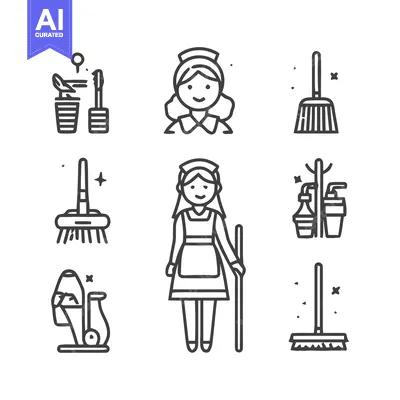 Premium design asset: Cleaning Service Icons - A Comprehensive Collection of Illustrations.
