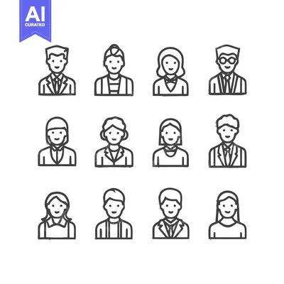 Popular premium asset: Diverse Group of People - A Collection of Portraits in Line Art Style.