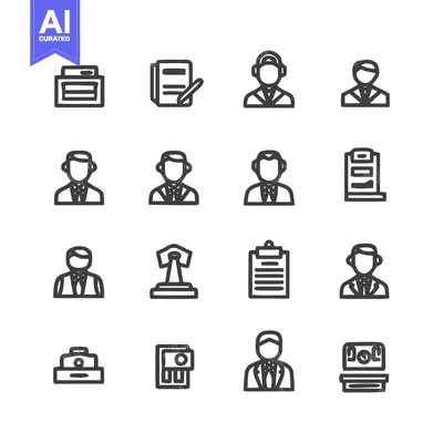 Aset desain premium: Business Icons - Set of Office and Professional Symbols.