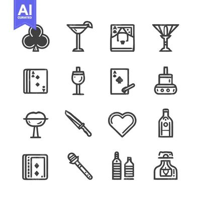 Premium design asset: Collection of Minimalist Black and White Icon Set.
