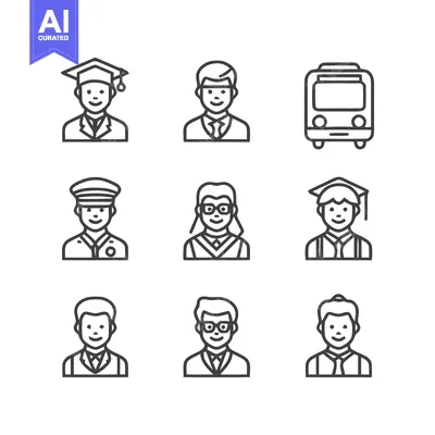Popular premium asset: Collection of various people icons and a bus icon for different uses.