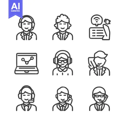 Premium design asset: Customer Service Representatives - A Diverse Collection of Icons.
