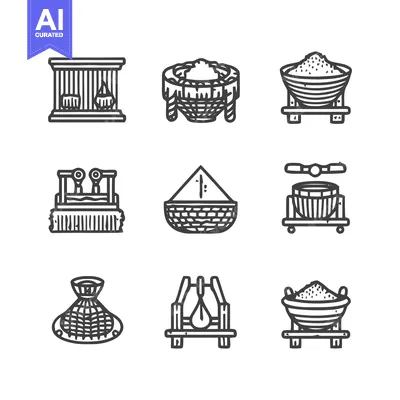 Popular premium asset: Collection of Black and White Industrial Icons.