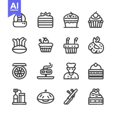 Delicious Dessert Icons - A Collection of Sweet Treats.