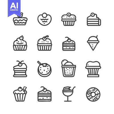 Delicious Dessert Icons - A Sweet Collection of Treats.