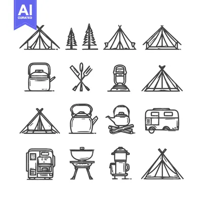 Popular premium asset: Camping and Outdoor Adventure Icons - A Minimalist Collection.