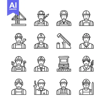 Aset premium populer: Construction Workers and Builders - A Collection of Icons.