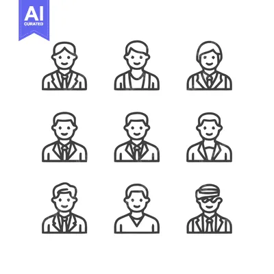Aset desain premium: Diverse Group of People Icons Representing Various Professions and Ind