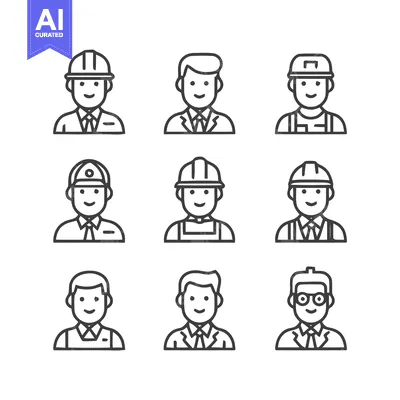 Aset premium populer: Diverse Professionals - Construction Workers, Businessmen, and Various