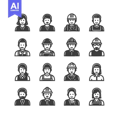 Aset premium populer: Diverse workforce - A collection of professional icons representing va