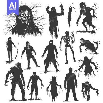 Popular premium asset: Collection of Creepy and Spooky Monster Silhouettes
