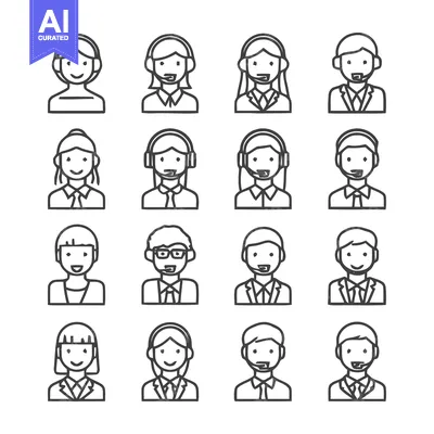 Aset premium populer: Customer Service Representatives - A Diverse Collection of Icons.