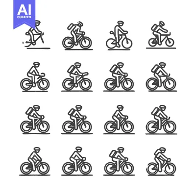Aset premium populer: Cycling Icons - A Collection of Minimalist Bicycle Rider Illustrations