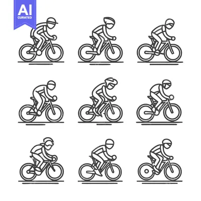 Premium design asset: Cyclists in Action - A Collection of Bicycle Riders in Motion.