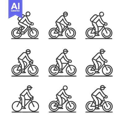 Aset desain premium: Cycling Icons - A Collection of Cyclist Illustrations.