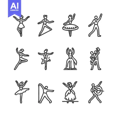 Aset premium populer: Ballet Dancers in Various Poses - Minimalist Line Art.
