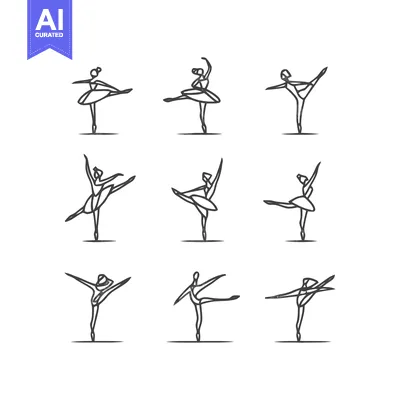 Popular premium asset: Elegant Ballet Dancers in Graceful Poses - Minimalist Line Art.