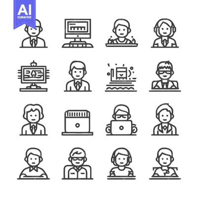 Aset premium populer: Collection of Office Workers and Professionals Icons.