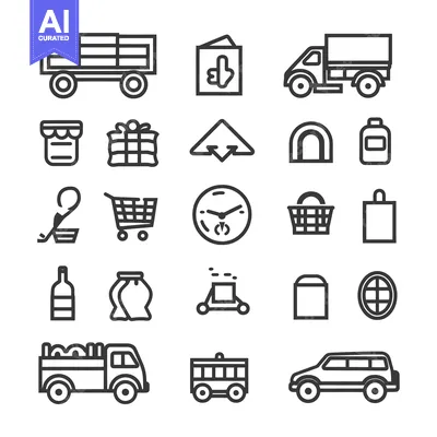 Popular premium asset: Collection of Delivery and Shopping Line Icons