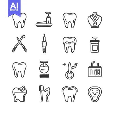 Premium design asset: Dental health and care equipment icons for dentistry.
