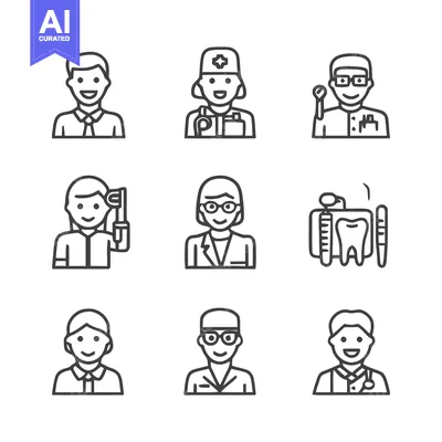 Aset premium populer: Diverse Medical Professionals - A Collection of Healthcare Icons.