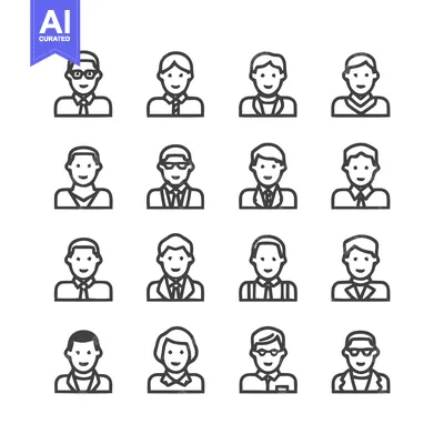 Premium design asset: Collection of various people icons for business and social media.