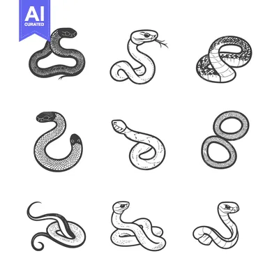 Premium design asset: Collection of Detailed Hand Drawn Snake Illustrations