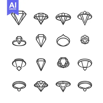 Aset premium populer: Collection of Diamond and Ring Line Icons